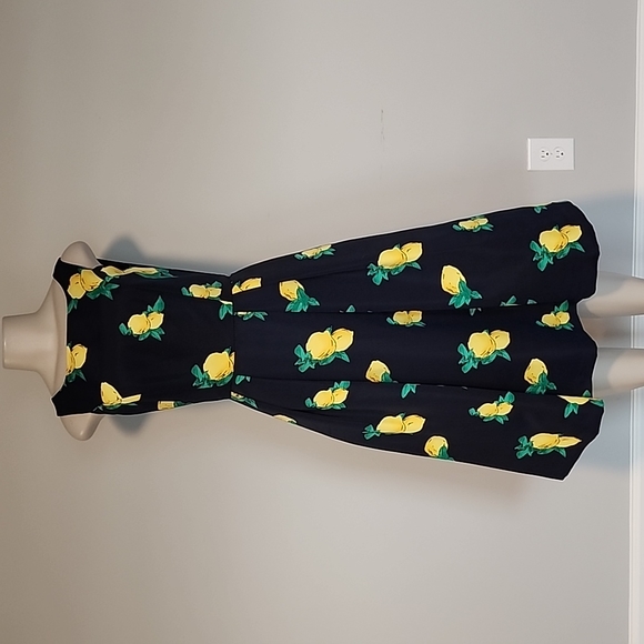 eva mendes for New York & Company Dresses & Skirts - Eva Mendes navy blue sleeveless dress with yellow lemons-0